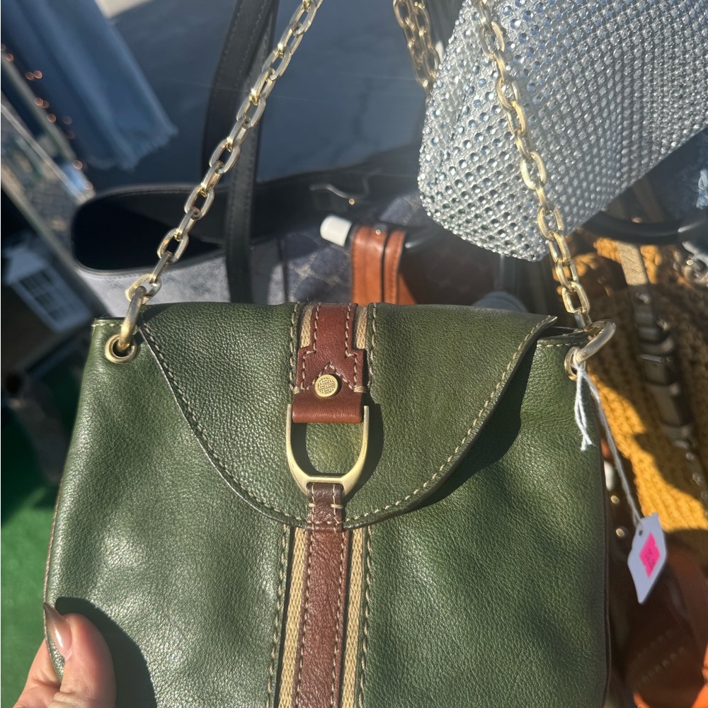 Green and Brown Leather Shoulder Bag Cole haun